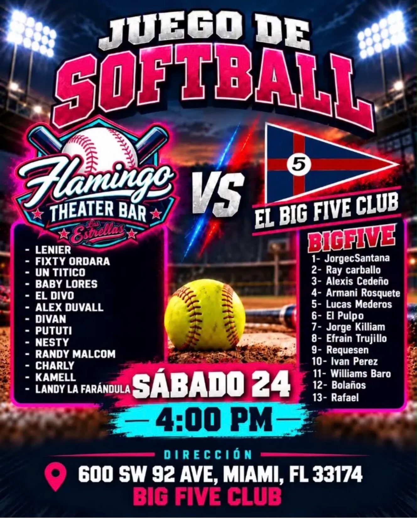 Lenier invita al juego de los artistas contra el Big Five hoy a las 3 pm